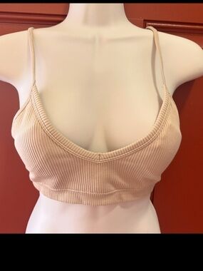 NoBo No Boundaries Ribbed Bra Bralet- Light Peach, XS